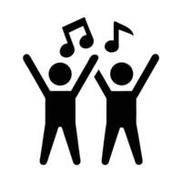 Music Event Celebration Graphic Two People Dancing With Raised Hands And Musical Notes vector