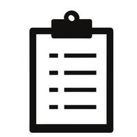 Black And White Clipboard Document Checklist Icon For Project Management Simple Design vector