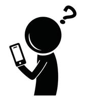 Man Using Smartphone With Question Mark Above His Head Illustration vector