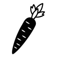 Minimalist Carrot Icon Illustration In Black And White Outline Style vector