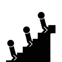 Man Ascending Stairs Icon In Black And White Simple Pictogram vector