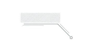 Animated infographic element - striped callout box with slanted line below video