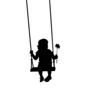 Silhouette Of A Child On A Swing Holding A Flower Pure Innocence vector