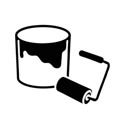 Paint Can And Roller Brush Black Silhouette Illustration For Renovation Projects