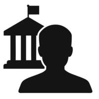 Silhouette Of Person With Government Building Symbolizing Trust And Authority vector