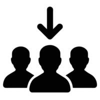 Team Selection Arrow Pointing To Group Of People Black Silhouette Icon vector