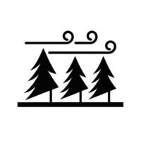 Minimalist Black And White Illustration Of Windy Weather With Fir Trees vector