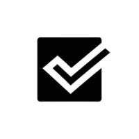 Check Mark Graphic In Black Square Symbolizing Completion And Success vector