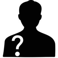 Unknown Person Silhouette With Question Mark Icon Illustrating Uncertainty And Doubt vector