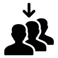 Employee Recruitment Process Down Arrow Over Row Of Candidate Head Icons vector