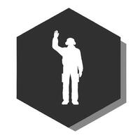 Isolated Silhouette Of A Person Waving On Hexagon Shape Background Illustration vector