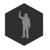 Isolated Geometric Hexagon Shape Featuring Man Waving His Hand Up vector