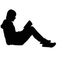 Silhouette Of Person Sitting And Reading Book Studying Education Learning vector