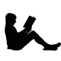 Silhouette Of A Child Sitting And Reading A Book In Peaceful Solitude vector