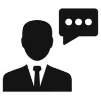 Businessman Avatar Icon With Speech Bubble Communicating And Conversing Online vector