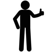 Stick Figure Giving Thumbs Up Gesture Success Symbol Approve Confirmation Agreement vector
