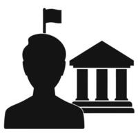 Candidate Standing For Election With Flag And Government Building Silhouette vector