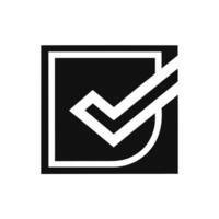 Black And White Check Mark In A Square With Rounded Edge Design vector