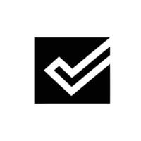 Check Mark Icon In Square Minimalist Black And White Design Graphic vector