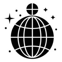 Global Communication Network Connectivity With Satellite And Stars Simple Black And White Icon vector