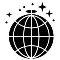 Simple Black And White Globe With Stars And Dots Decoration Element vector