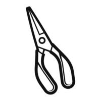 Needle Nose Pliers Illustration Tool Outline In Black And White Minimalist Design vector