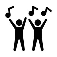Two People Celebrating Music Notes With Raised Hands In Joyful Celebration vector