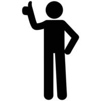 Stick Figure Thumbs Up Icon Simple Silhouette Design Element vector