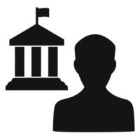 Silhouette Of Individual With Government Building Representing Politics And Representation vector