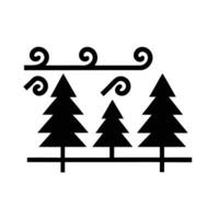 Black Silhouette Of Winter Trees With Wind Graphic Element Flat Design vector