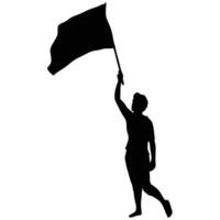 Silhouette Of A Person Holding A Flag Symbolizing Freedom And Achievement vector