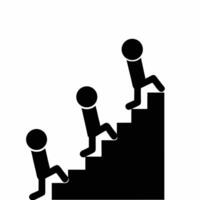 Stick Figures Ascending Stairs Symbolizing Progress And Career Advancement Illustration vector