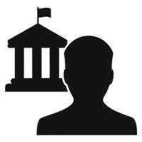 Silhouette Of Person With Government Building Symbolizing Law And Politics vector