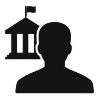 Person Silhouette With Government Building Icon Symbolic Of Public Service vector