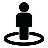 Black Silhouette Of Person Icon With Circular Locator Symbol Illustration vector