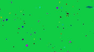 Colorful confetti falling loop animation isolated on green screen background video