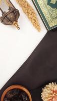 Beautiful muslim decoration for Ramadan and Eid al-Fitr with black fabric isolated on white background photo