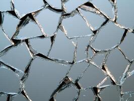 Broken mirror pieces reflecting light, creating an abstract pattern photo