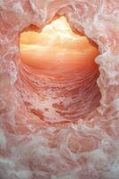Abstract view of a wave with a sunset sky in the background photo