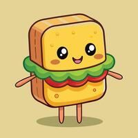 Cute Cartoon Sandwich Character Design vector
