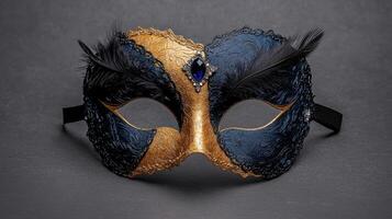 Elegant masquerade mask with feathers and jewels photo