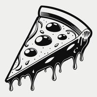 Monochrome Dripping Slice Of Pizza vector