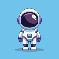 Cartoon Astronaut Character In Spacesuit Standing Upright vector
