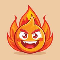 Fiery Devilish Emoji With Sharp Teeth vector