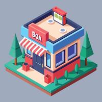 Isometric Business Building With Trees Illustration vector
