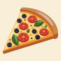 Cartoon Style Pizza Slice With Toppings vector