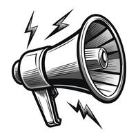 Megaphone With Lightning In Black Style vector