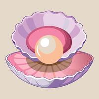 Open Seashell With A Single Pearl vector