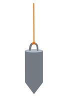 Plumb bob suspended on an orange string, hand drawn flat illustration. vector