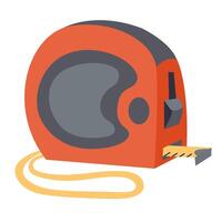 Tape measure with extended yellow blade and red casing, hand drawn flat illustration. vector